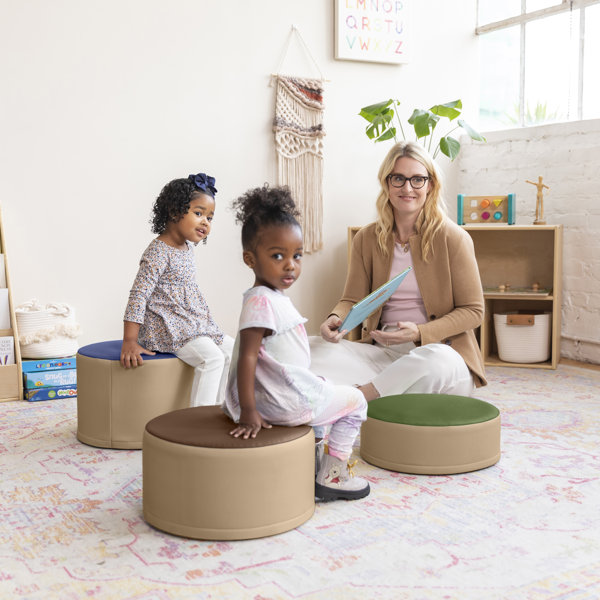 ECR4KIDS Tree Stump Stool Set, Flexible Classroom Seating, Multiple Seat Heights, 3-Piece - High Density Foam (HDF), Polyurethane Foam Seat - Tree Trunk Base - 3 / Set - ELR12641